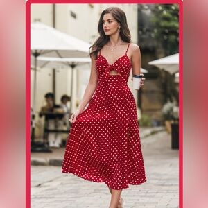Cupshe Red Polka Dot Midi Dress